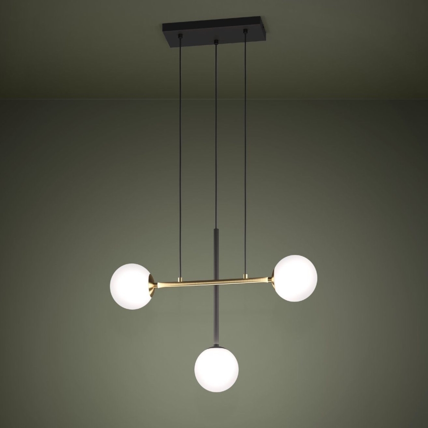 Eglo - Luster na sajli 3xE14/40W/230V zlatna/crna