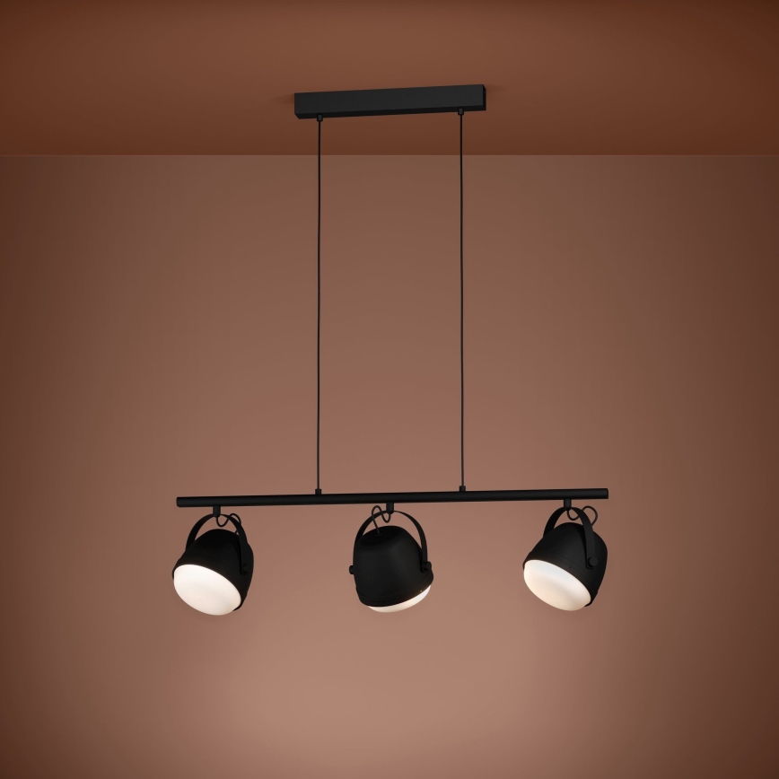 Eglo - Luster na sajli 3xE27/28W/230V crna