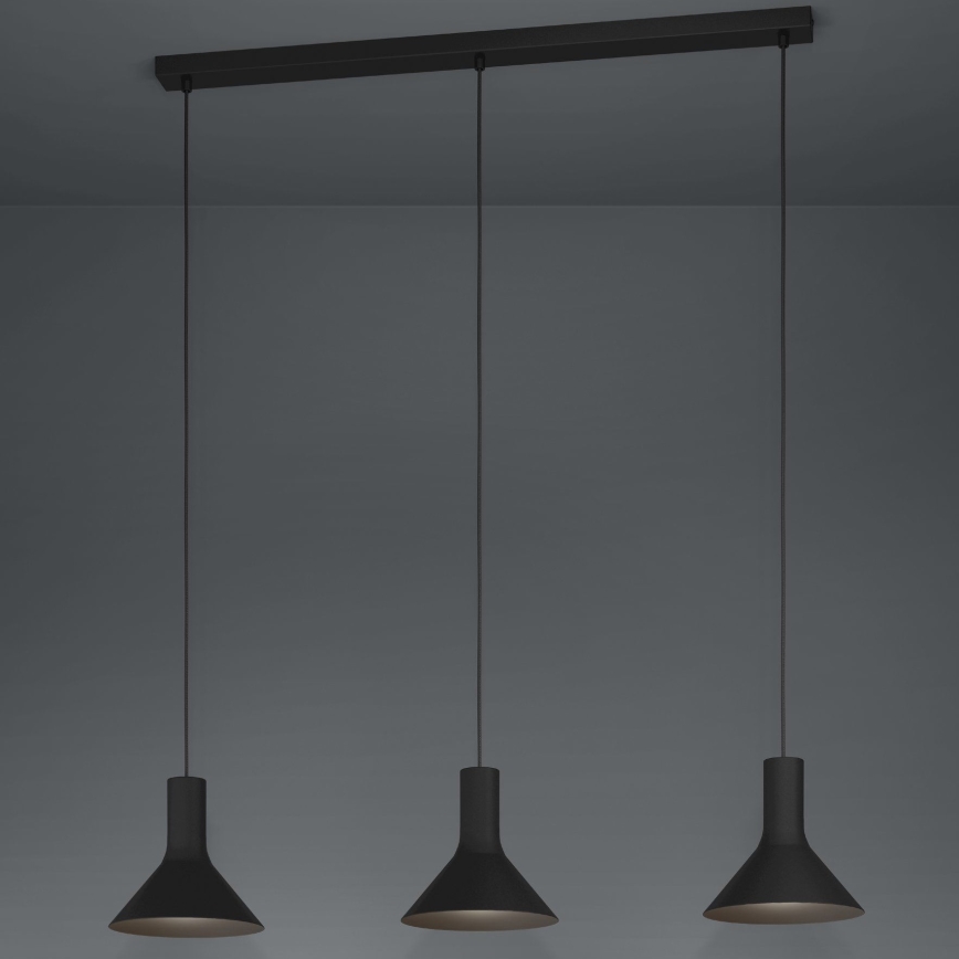 Eglo - Luster na sajli 3xE27/28W/230V crna