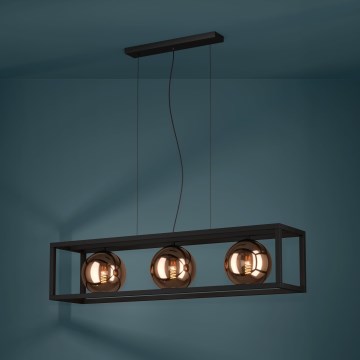 Eglo - Luster na sajli 3xE27/40W/230V bakrena/crna
