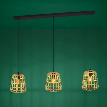 Eglo - Luster na sajli 3xE27/40W/230V bambus