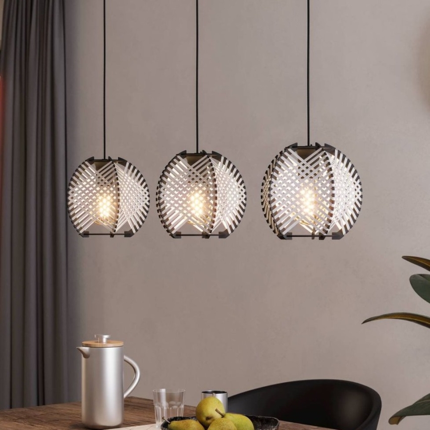 Eglo - Luster na sajli 3xE27/40W/230V bijela/crna