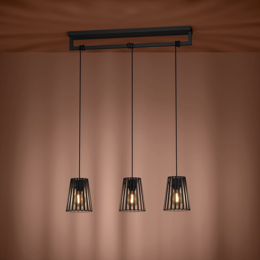 Eglo - Luster na sajli 3xE27/40W/230V crna