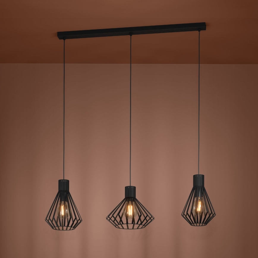 Eglo - Luster na sajli 3xE27/40W/230V crna