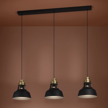 Eglo - Luster na sajli 3xE27/40W/230V crna/zlatna