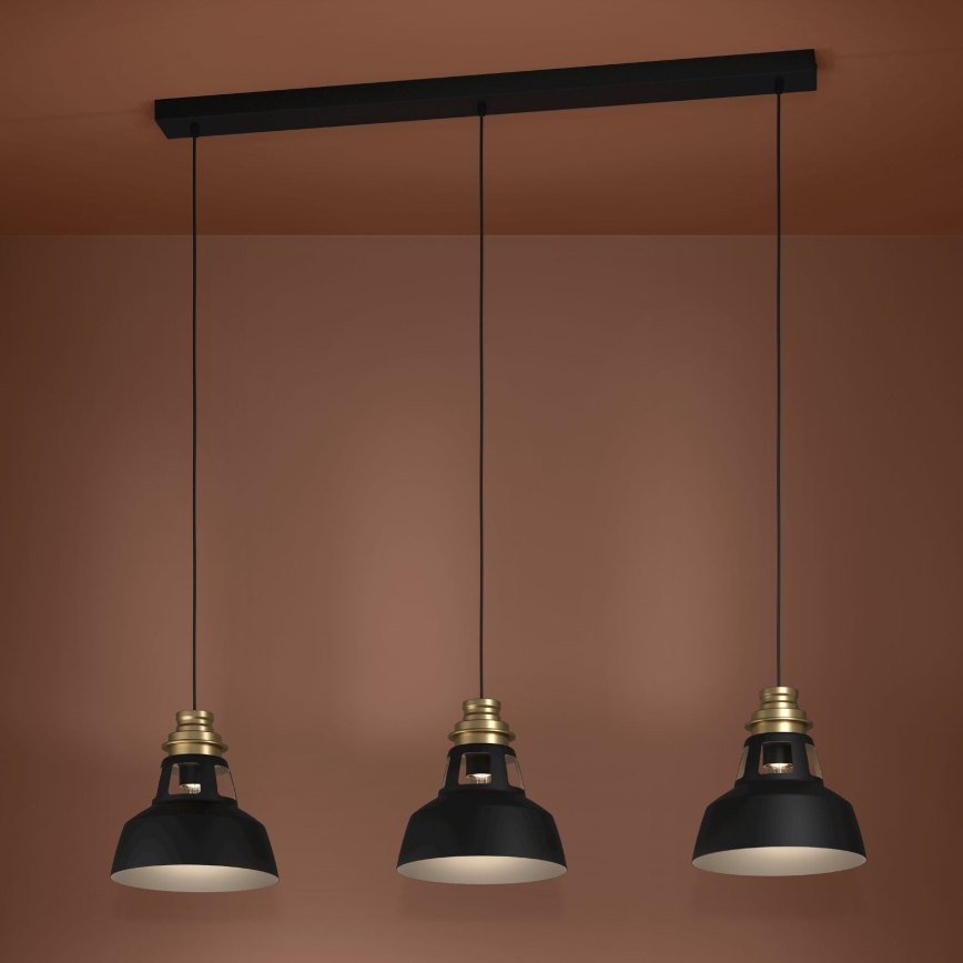 Eglo - Luster na sajli 3xE27/40W/230V crna/zlatna