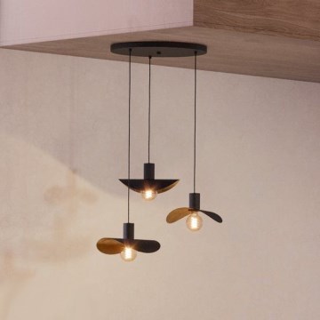 Eglo - Luster na sajli 3xE27/40W/230V crna/zlatna