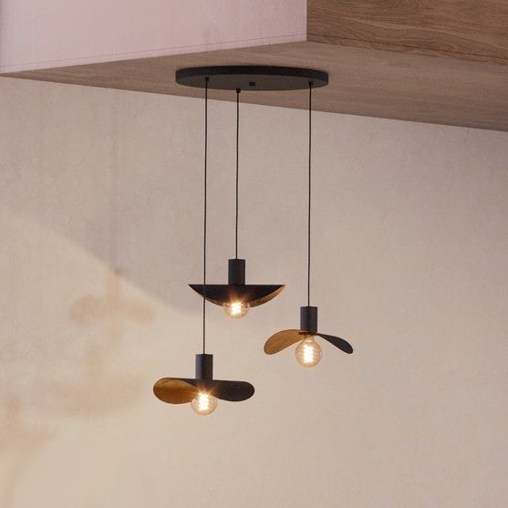 Eglo - Luster na sajli 3xE27/40W/230V crna/zlatna