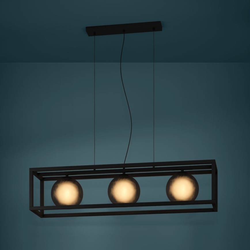 Eglo - Luster na sajli 3xE27/40W/230V dimna/crna