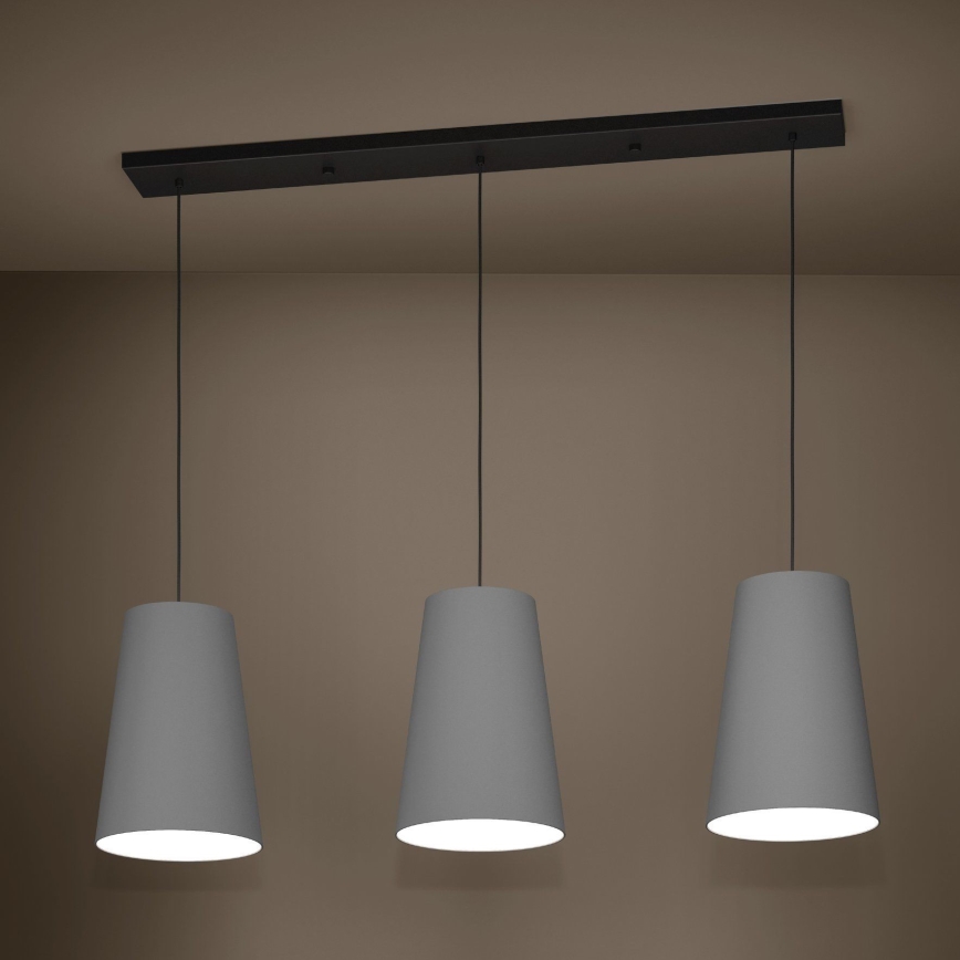 Eglo - Luster na sajli 3xE27/40W/230V siva