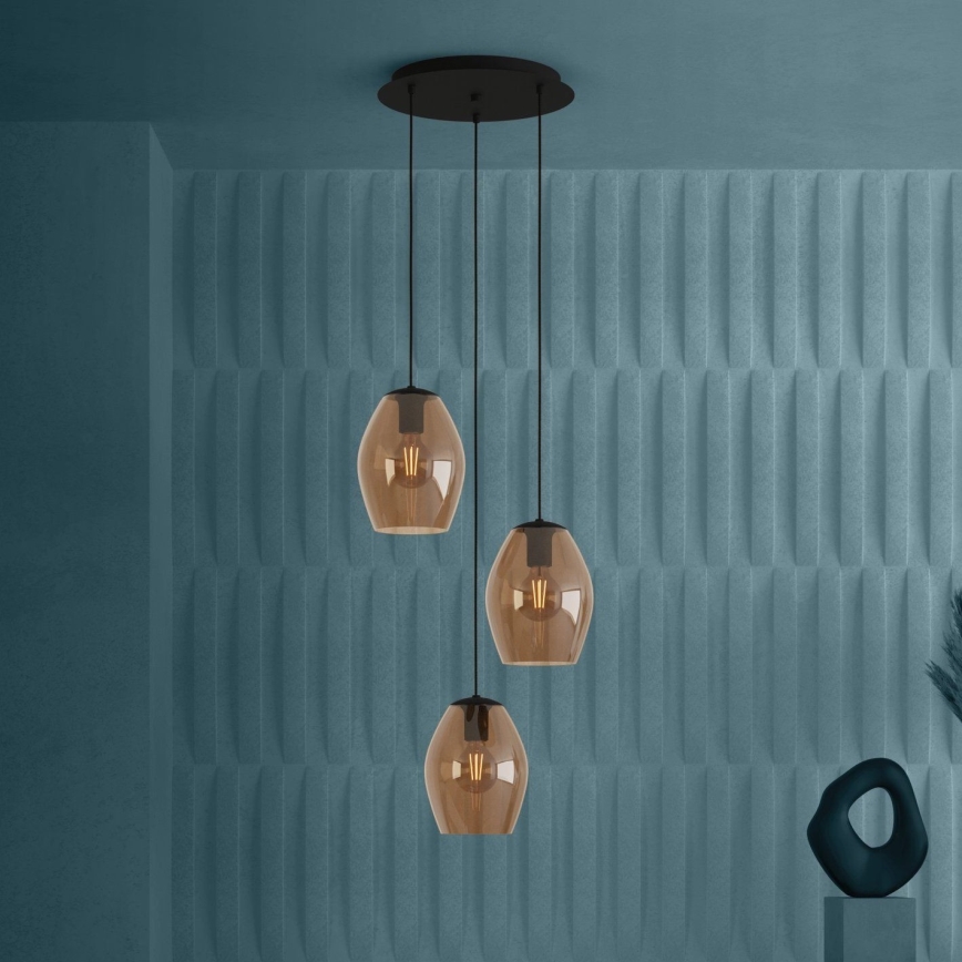 Eglo - Luster na sajli 3xE27/40W/230V smeđa