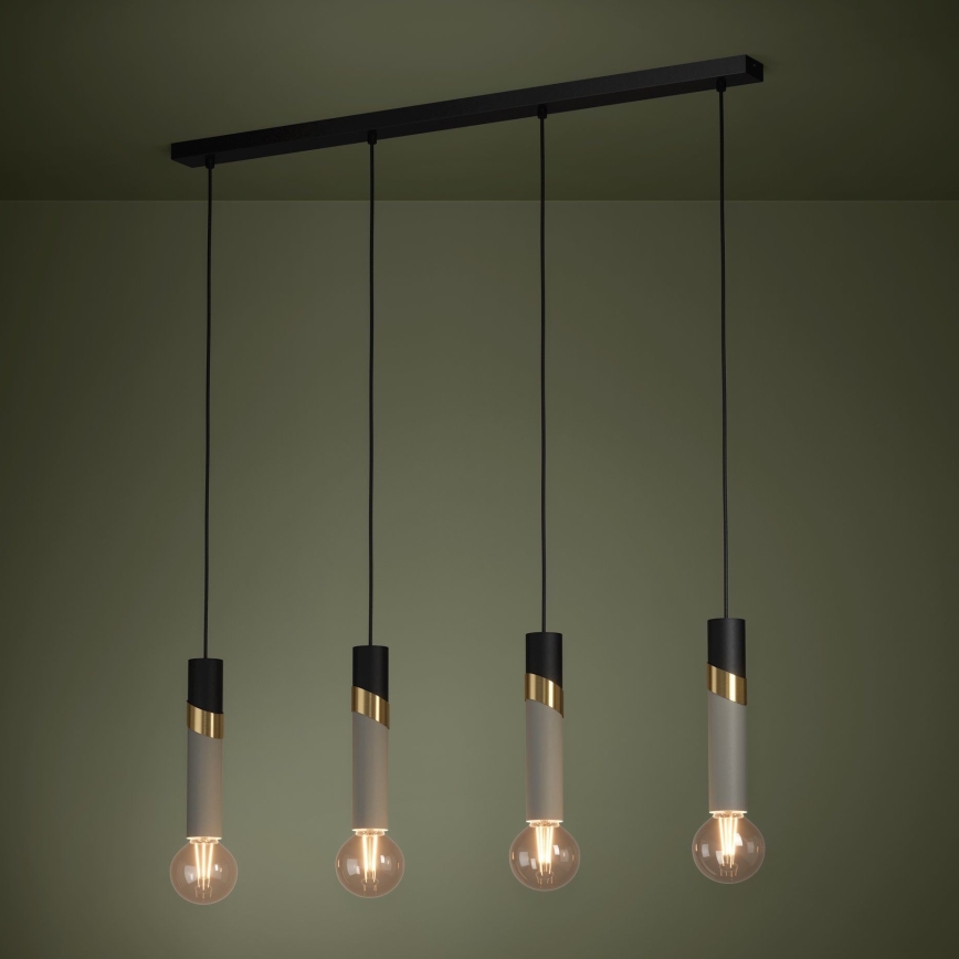 Eglo - Luster na sajli 4xE27/40W/230V crna/zlatna