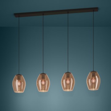 Eglo - Luster na sajli 4xE27/40W/230V smeđa