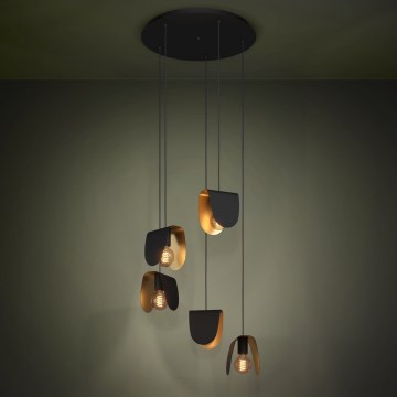 Eglo - Luster na sajli 5xE27/40W/230V crna/zlatna