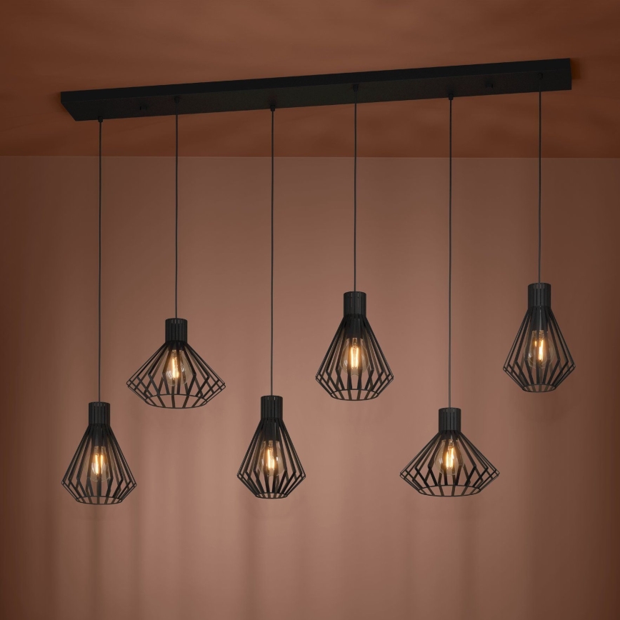 Eglo - Luster na sajli 6xE27/40W/230V crna