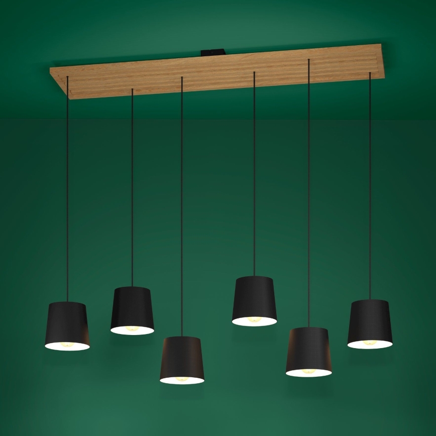Eglo - Luster na sajli 6xE27/40W/230V crna/smeđa