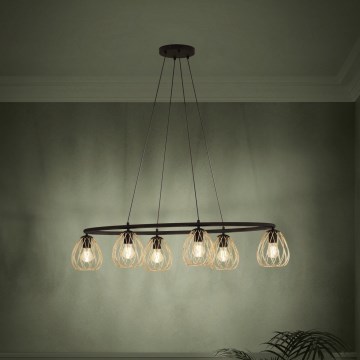 Eglo - Luster na sajli 6xE27/40W/230V crna/zlatna