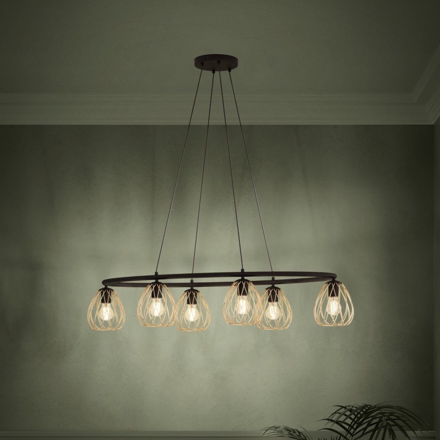 Eglo - Luster na sajli 6xE27/40W/230V crna/zlatna