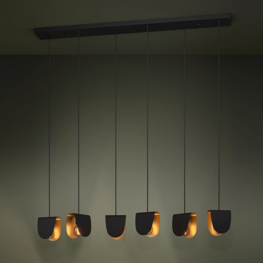 Eglo - Luster na sajli 6xE27/40W/230V crna/zlatna