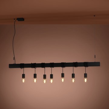 Eglo - Luster na sajli TOWNSHEND 7xE27/40W/230V crna