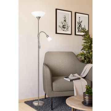 EGLO - Podna lampa 1xE27/60W + 1xE14/25W matni krom