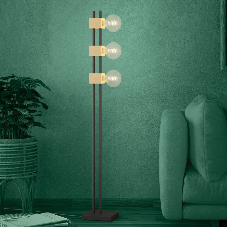 Eglo - Podna lampa 3xE27/40W/230V crna/smeđa