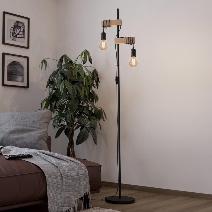 Eglo - Podna lampa TOWNSHEND 2xE27/10W/230V - FSC certificirano