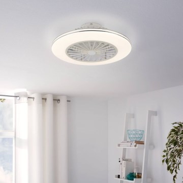 Eglo - prigušivi LED stropni ventilator 3xLED/12,6W/230V promjer 55 cm bijela + daljinski upravljač