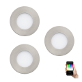 Eglo - SET 3x LED RGB Prigušiva ugradbena svjetiljka FUEVA-C 1xLED/3W/230V
