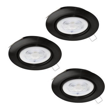 Eglo - SET 3x LED Ugradbena svjetiljka 1xGU10/4W/230V crna
