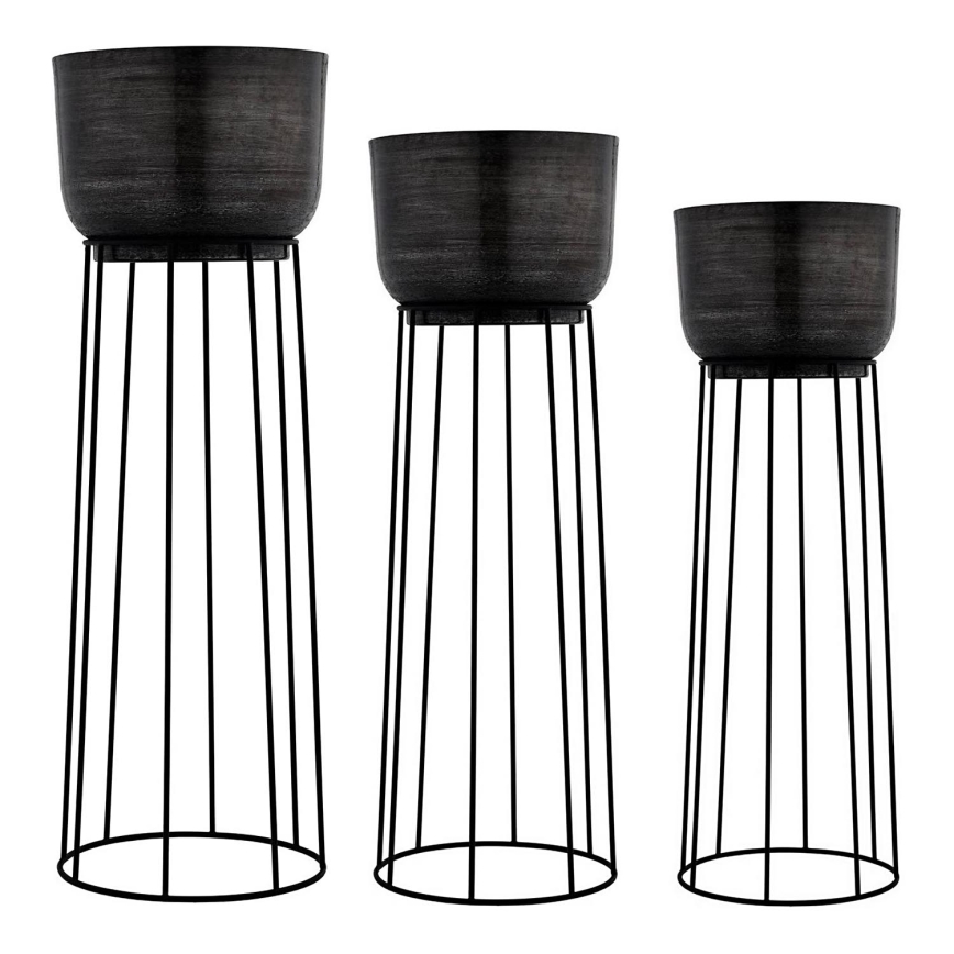 Eglo - SET 3x Metalna saksija za cvijeće crna