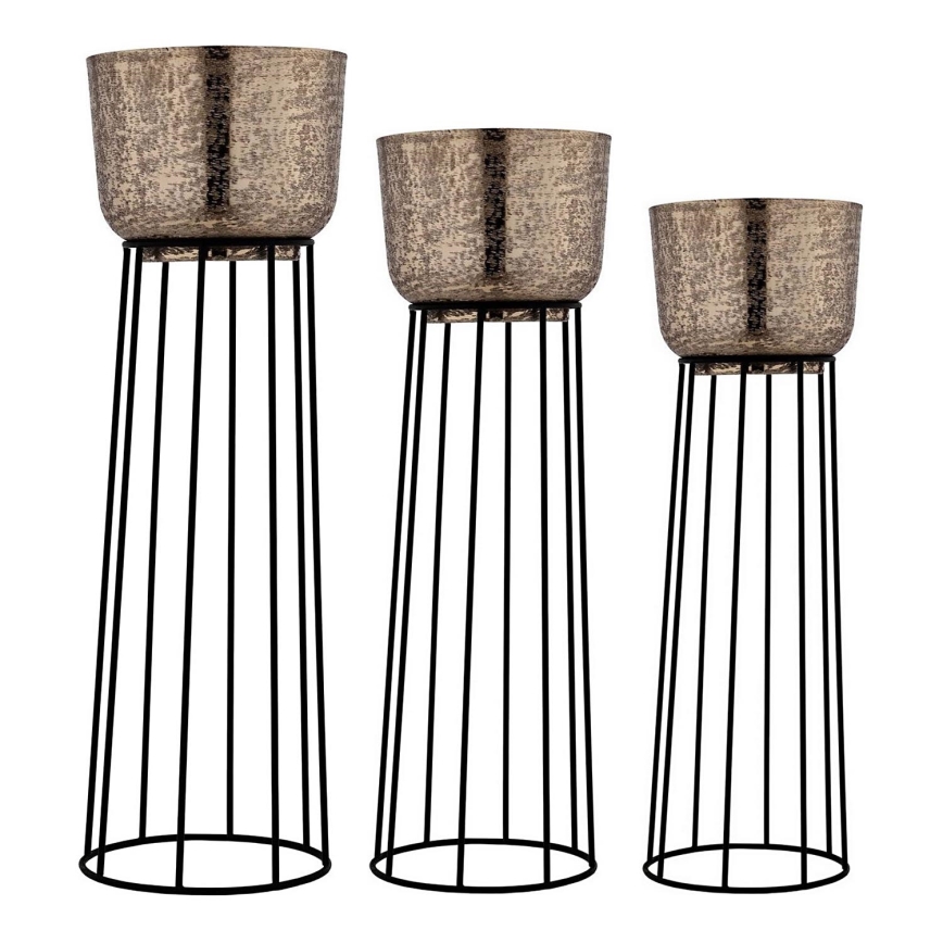 Eglo - SET 3x Metalna tegla za cvijeće crna/zlatna