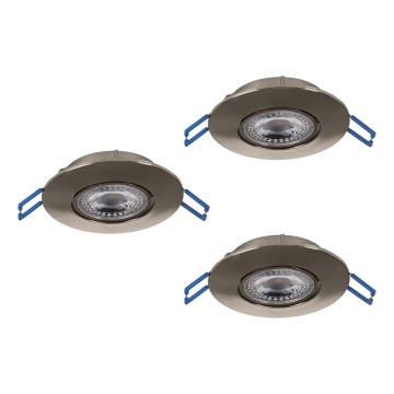 Eglo - SET 3x ugradna stropna LED svjetiljka LED/4,9W/230V 2700/4000/6500K Ø 9 cm matni krom