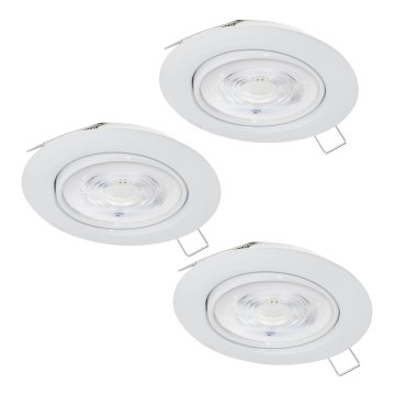 Eglo - SET 3xLED Ugradbena svjetiljka za kupaonicu 1xGU10/4W/230V IP44 bijela