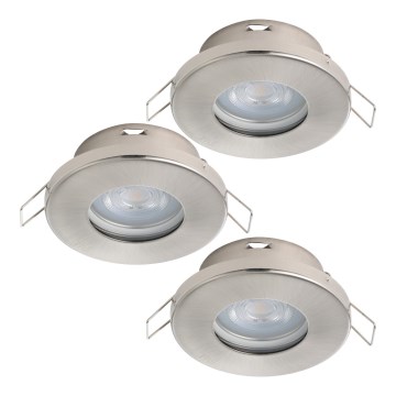 Eglo - SET 3xLED Ugradbena svjetiljka za kupaonicu 1xGU10/4W/230V IP44 mat krom