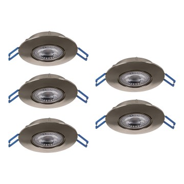 Eglo - SET od 5 LED ugradnih stropnih svjetiljki LED/4,9W/230V 2700/4000/6500K Ø 9 cm matni krom