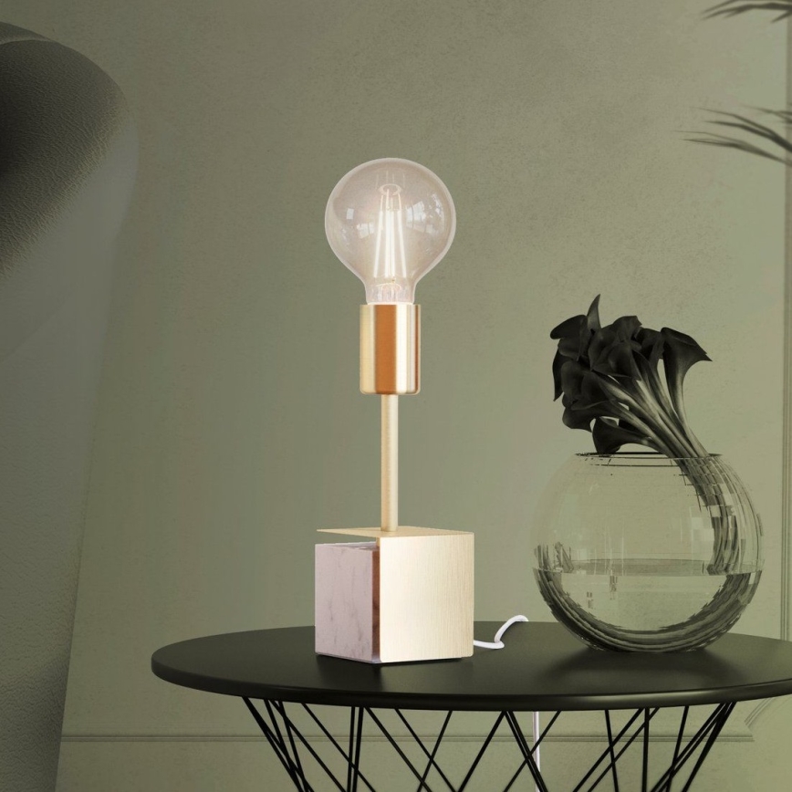 Eglo - Stolna lampa 1xE27/40W/230V zlatna/bijeli mramor