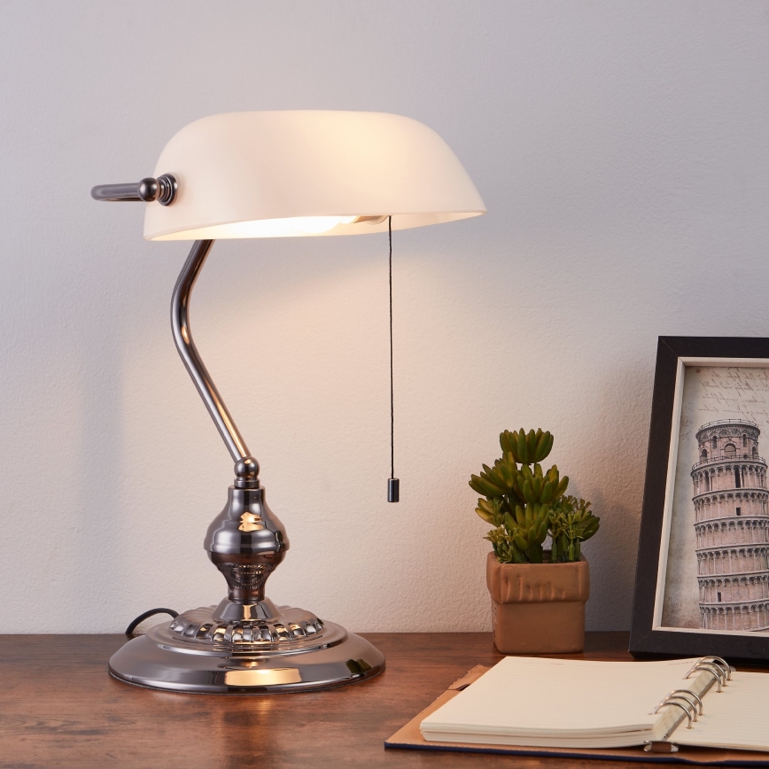 Eglo - Stolna lampa 1xE27/60W/230V bijela/sjajni krom