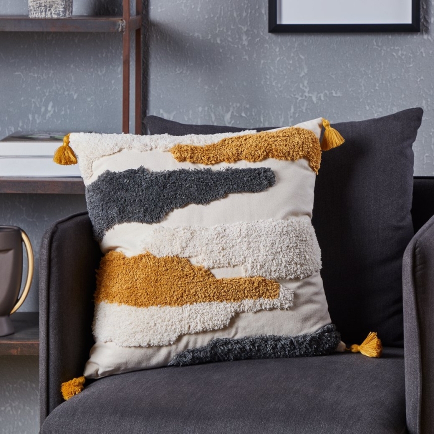 Eglo - Ukrasni jastuk 45x45 cm žuta/siva