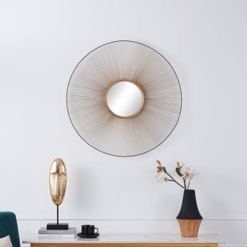 Eglo - Zidno ogledalo promjera 76 cm zlatna/crna
