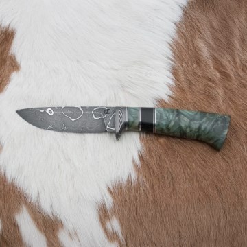 Ekskluzivni damask nož 11,6 cm javor/ebanovina