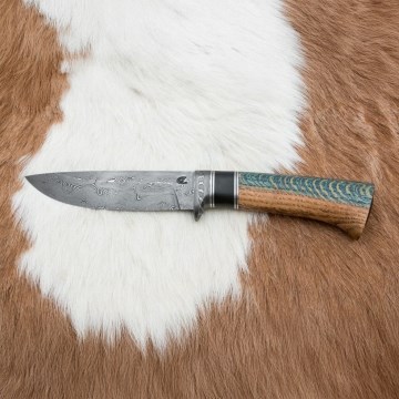 Ekskluzivni damask nož 12,7 cm hrast/ebanovina