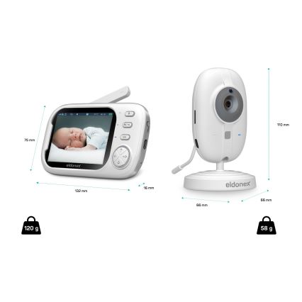 ELDONEX EBM-1010-WH - Monitor za bebe s ekranom 5V/2000 mAh
