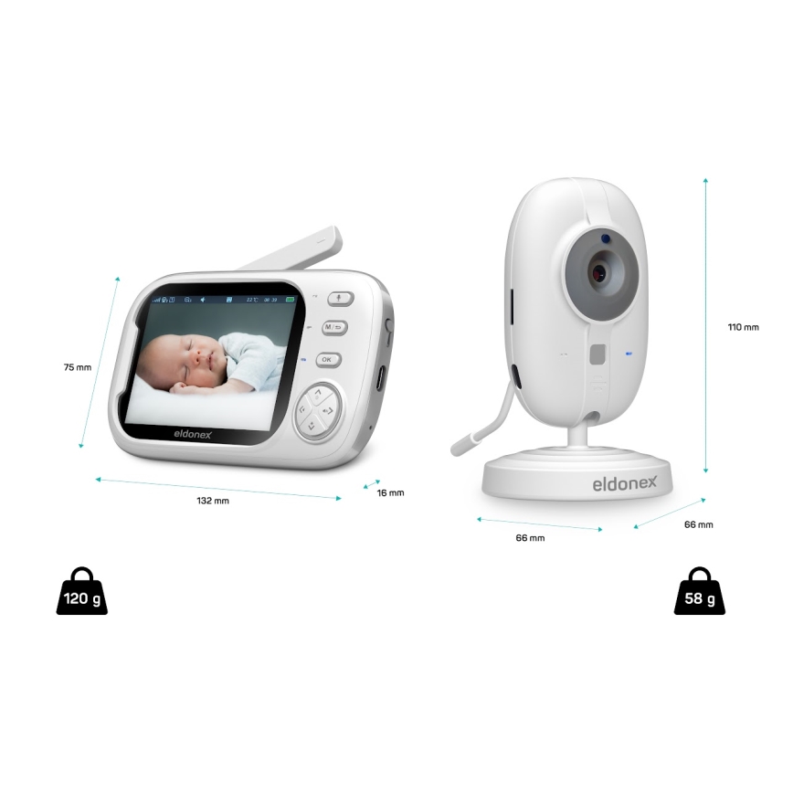 ELDONEX EBM-1010-WH - Monitor za bebe s ekranom 5V/2000 mAh
