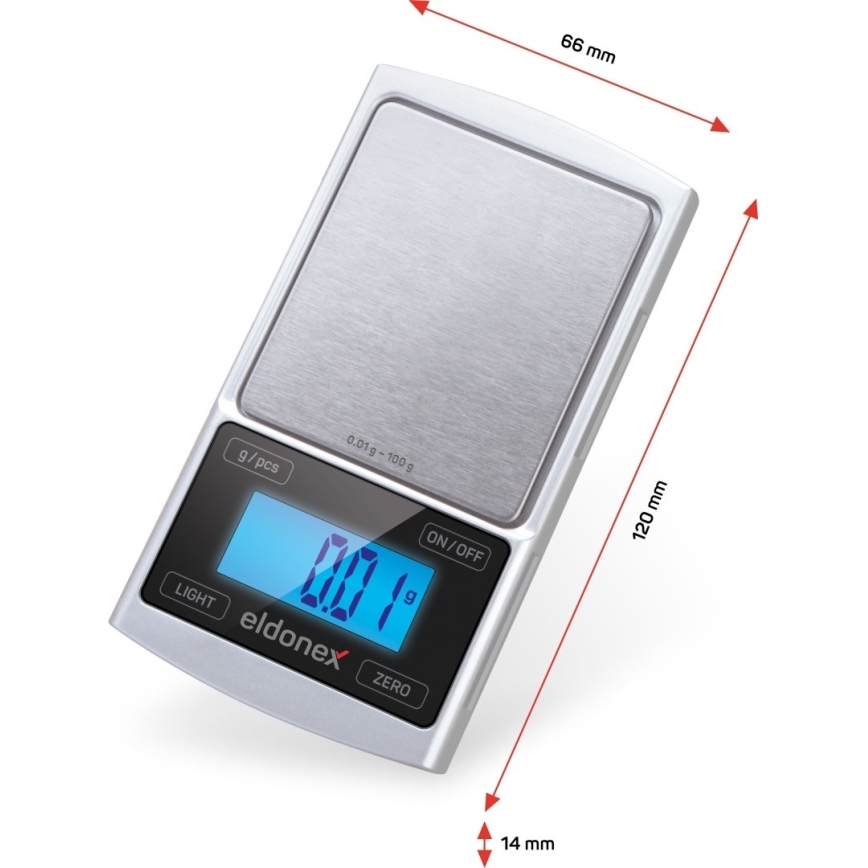 ELDONEX EKS-4040-SL - Precizna vaga 2xCR2032 srebrna