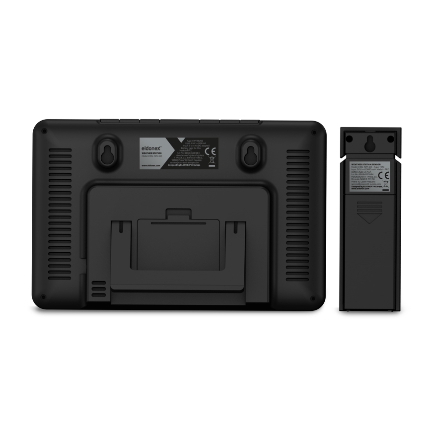 ELDONEX EWS-1010-BK - Meteorološka stanica s LCD zaslonom 2xAAA crna