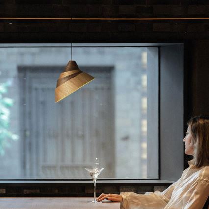 Elegantan drveni luster na sajli 1xE27/60W/230V Ø 33 cm masivno drvo / hrast / orah / kaučukovac