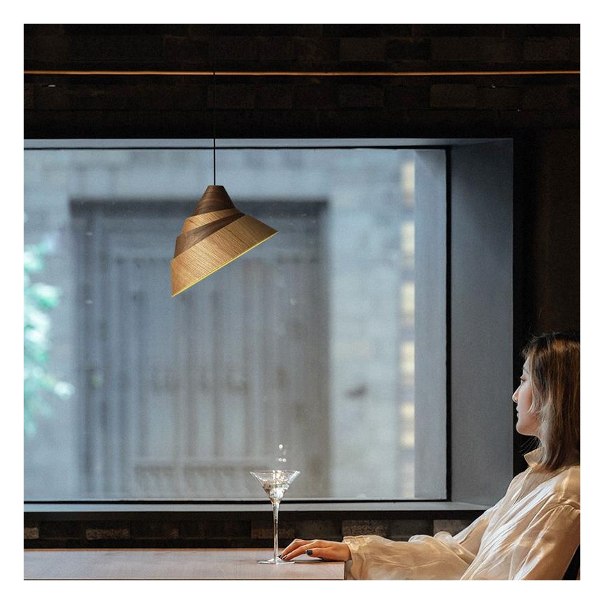 Elegantan drveni luster na sajli 1xE27/60W/230V Ø 33 cm masivno drvo / hrast / orah / kaučukovac