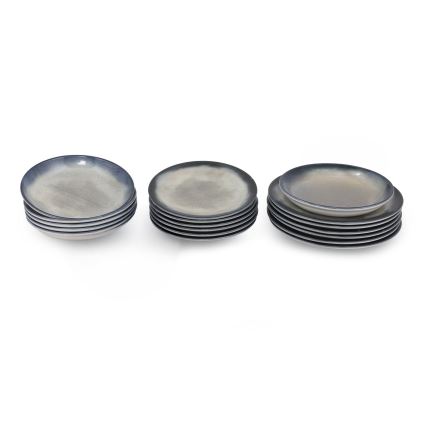 Elegantni 18-dijelni set za jelo u zelenoj/plavoj boji, od porculana