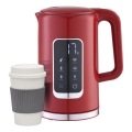 Električna kuhala za vodu s LCD zaslonom 1,7 l 2200W/230V crvena + putna šalica 450 ml